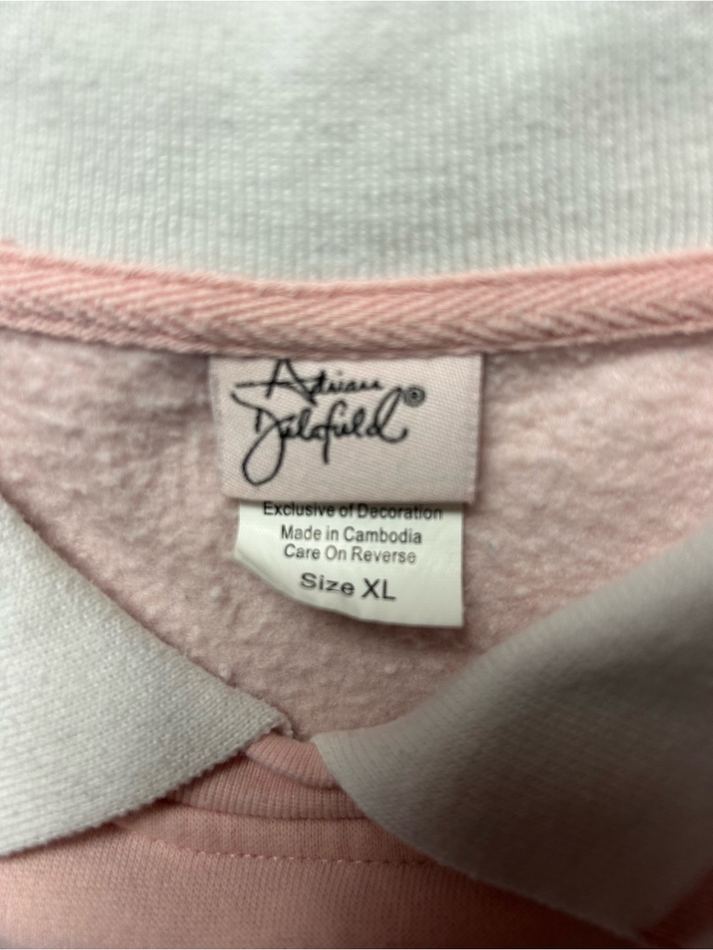 Adrian Delafield Pink Polo-Collar Sweatshirt with Embroidered Cats Grannycore - Picture 2 of 7
